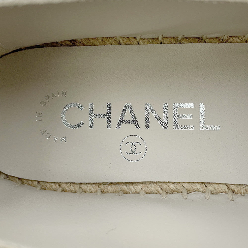 CHANEL CC Logo espadrilles Gray/BlackG39028 Canvas Leather Size 38C