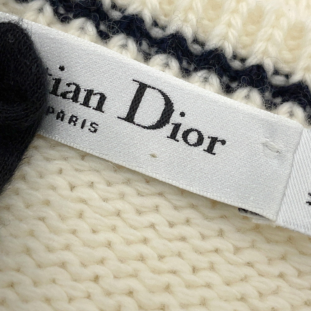 Dior Short Sleeve Knit Size 42 White154S09AM305 Wool 70% Cashmere30%