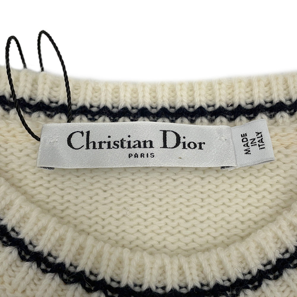 Dior Short Sleeve Knit Size 42 White154S09AM305 Wool 70% Cashmere30%