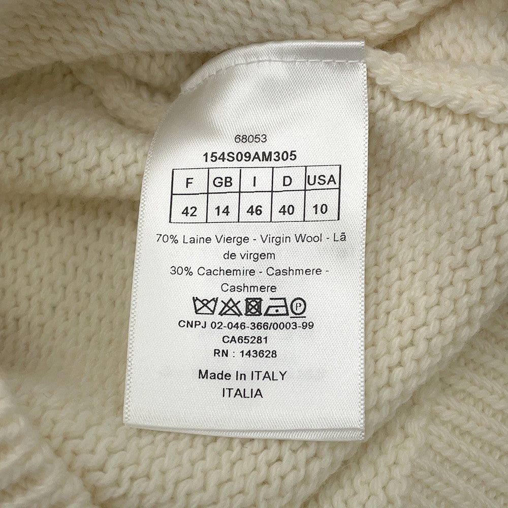 Dior Short Sleeve Knit Size 42 White154S09AM305 Wool 70% Cashmere30%