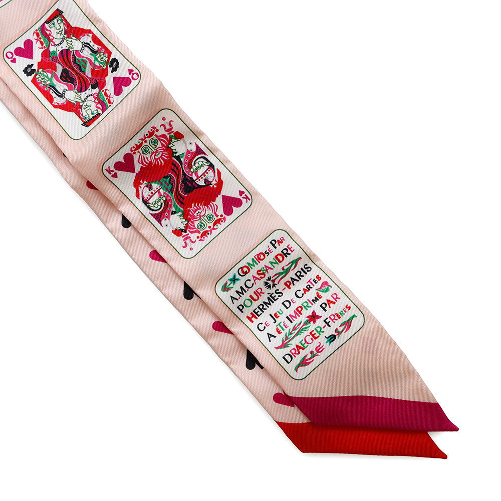 HERMES Twilly Jeu de Cartes Playing Cards Rose Nacre/Fuchsia/Rouge Silk100%