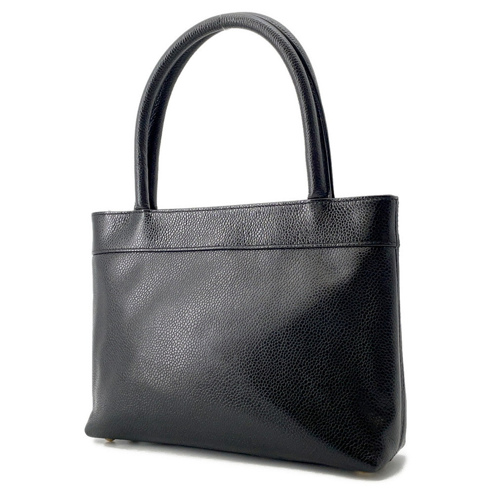 CHANEL CC Logo Handbag Black Caviar Leather
