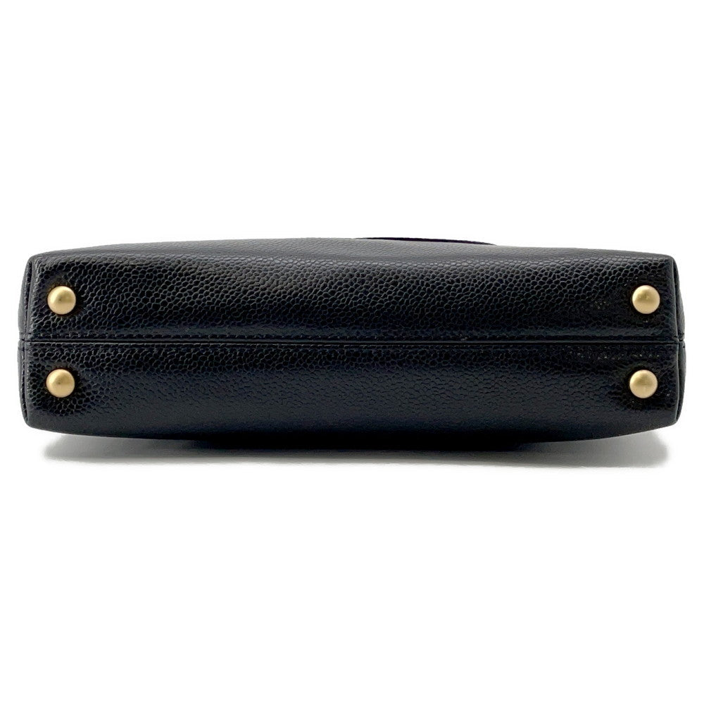 CHANEL CC Logo Handbag Black Caviar Leather