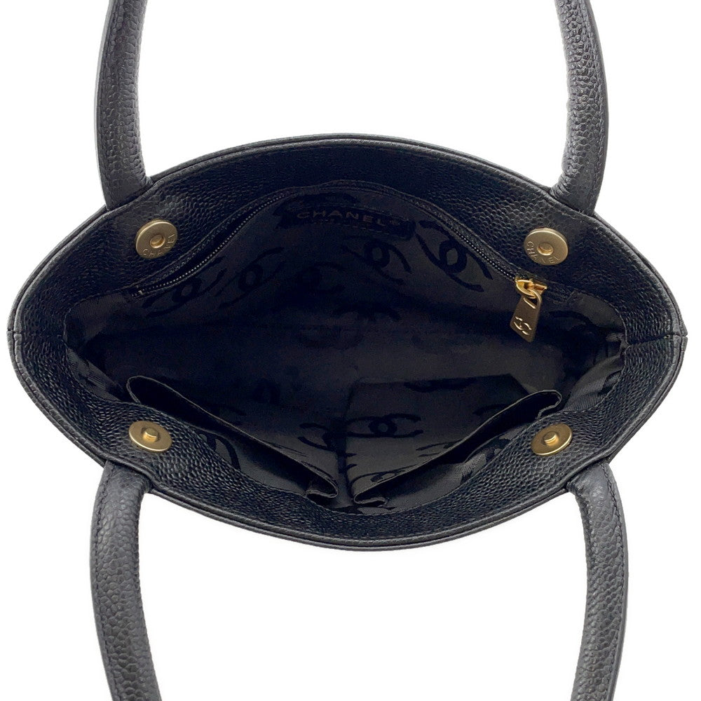 CHANEL CC Logo Handbag Black Caviar Leather