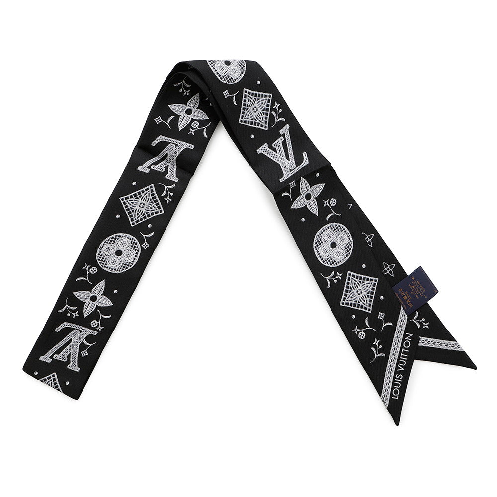 LOUIS VUITTON Bandeau BB Monogram Romance White/BlackM96876 Silk100%