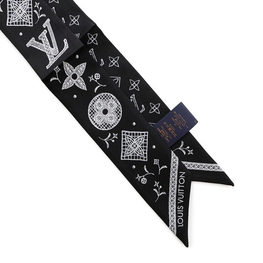 LOUIS VUITTON Bandeau BB Monogram Romance White/BlackM96876 Silk100%