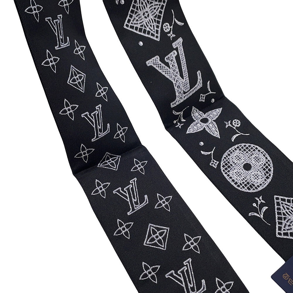 LOUIS VUITTON Bandeau BB Monogram Romance White/BlackM96876 Silk100%