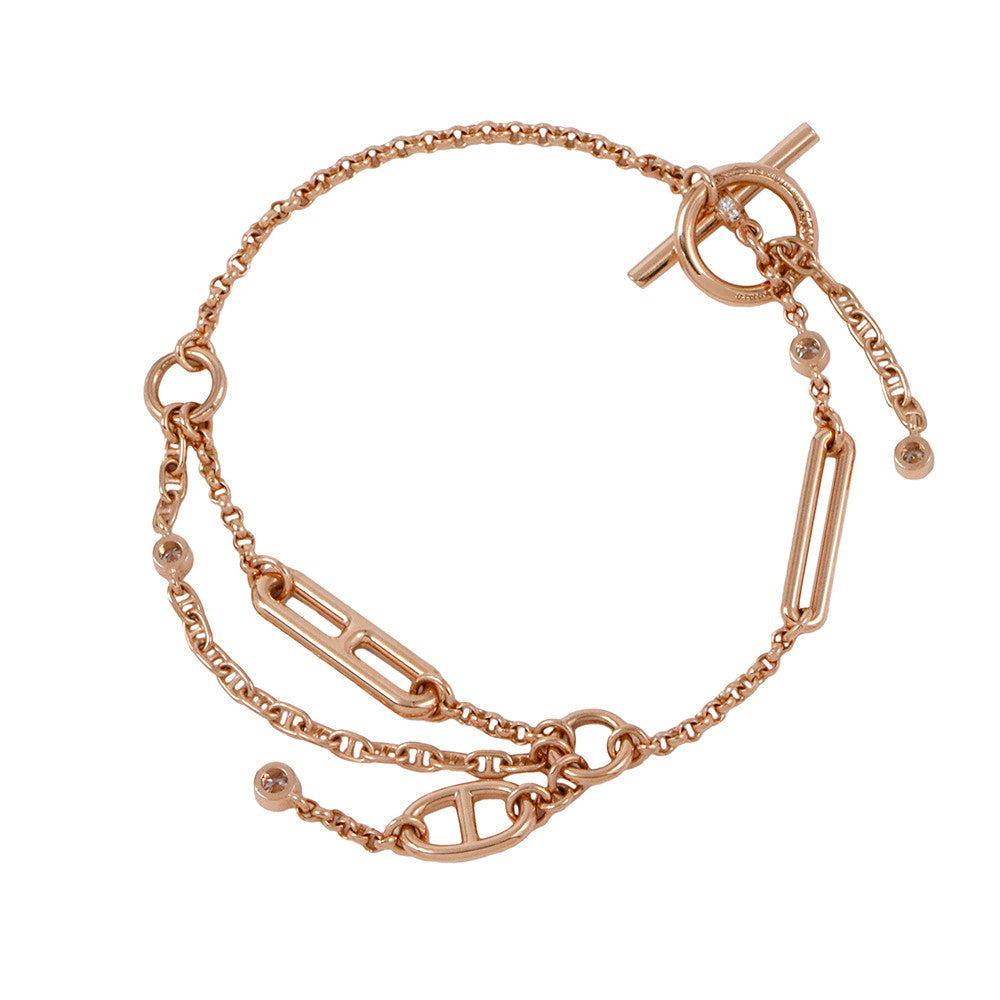 HERMES Chaine d'Ancre Chaos Bracelet Size STH222413B 00ST 18K Pink Gold