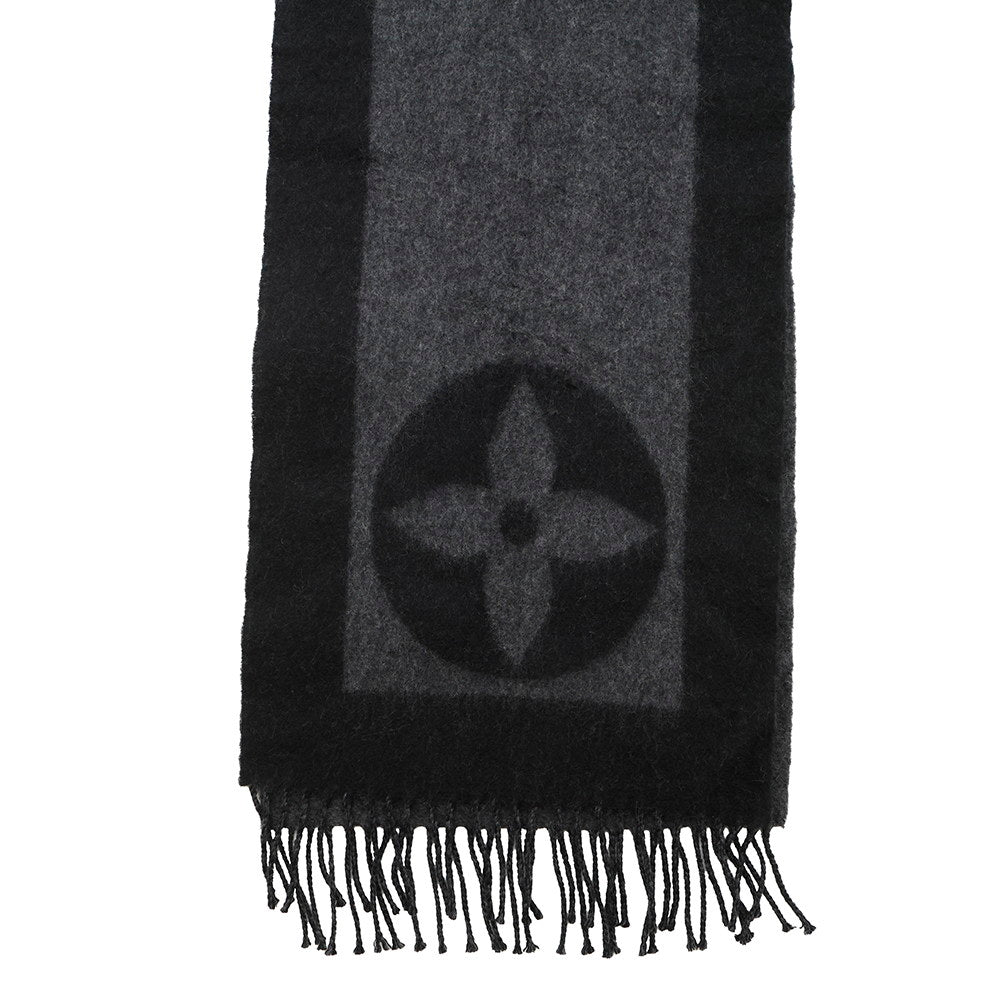 LOUIS VUITTON Echarpe cardiff NoirM72202 Wool 75% Angola 25%