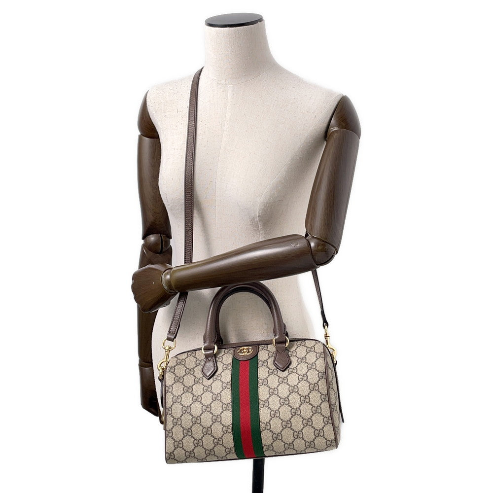 GUCCI Ophidia Travel Bag Beige/Brown772061 PVC Leather Size Medium