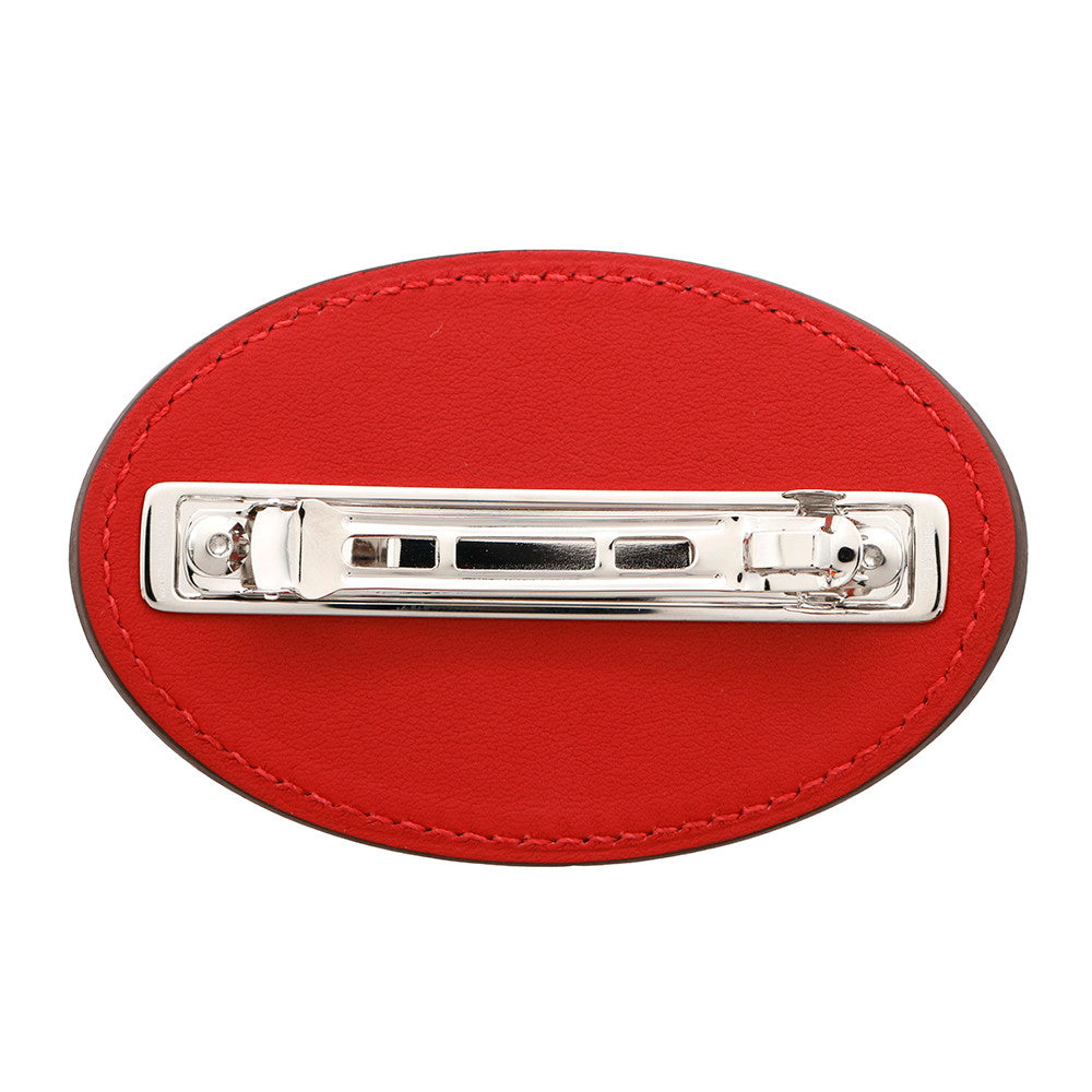 HERMES Evelyne Barrette Size PM Rouge Ladue Swift Leather