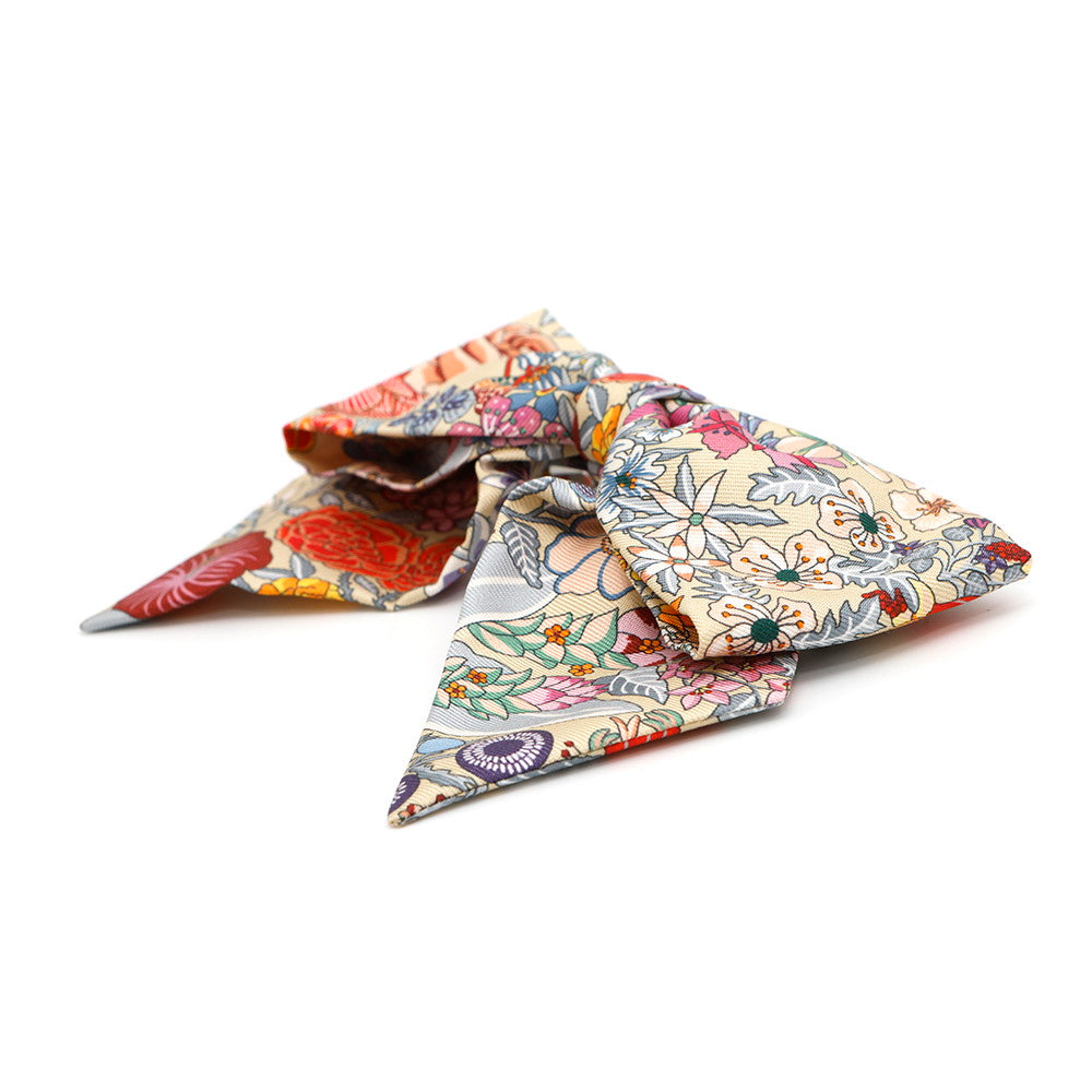 HERMES Grenelle Bloom Valletta Size PM Beige/Multicolor Silk