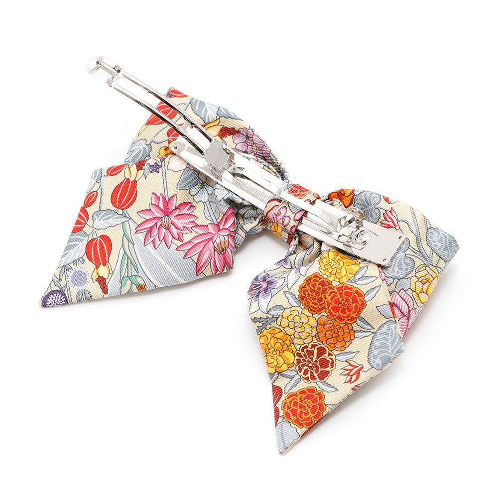 HERMES Grenelle Bloom Valletta Size PM Beige/Multicolor Silk