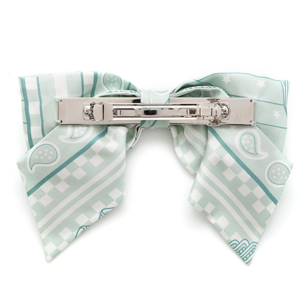 HERMES HERMES Ribbon Barrette Grenelle PM Size PM Green Silk