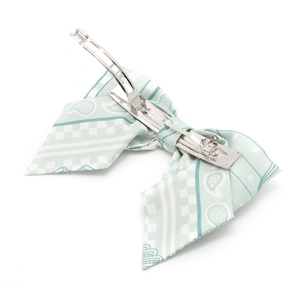 HERMES HERMES Ribbon Barrette Grenelle PM Size PM Green Silk