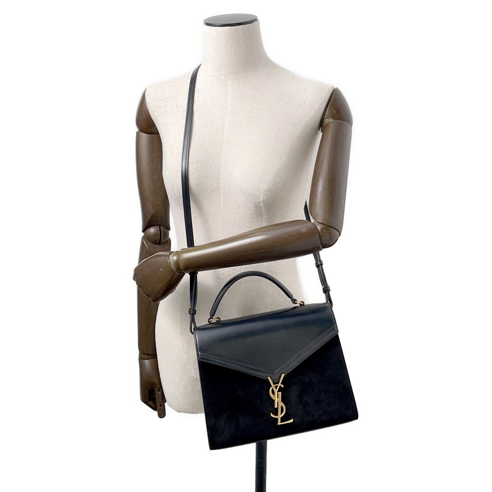 SAINT LAURENT PARIS Cassandra Top Handle 2-Way Handbag Black578000 Leather suede