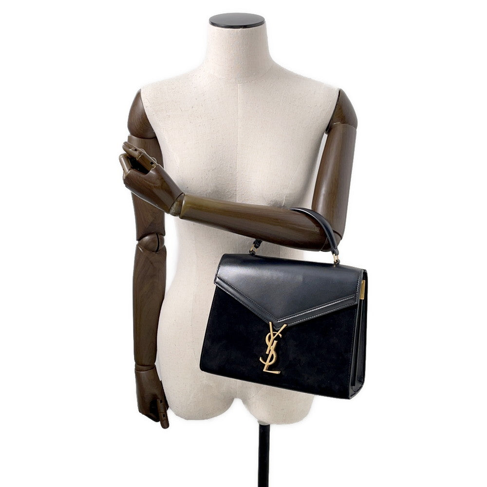 SAINT LAURENT PARIS Cassandra Top Handle 2-Way Handbag Black578000 Leather suede