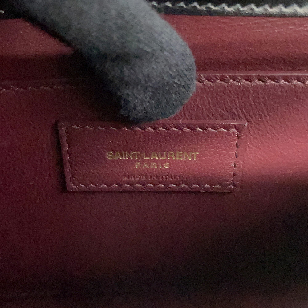 SAINT LAURENT PARIS Cassandra Top Handle 2-Way Handbag Black578000 Leather suede