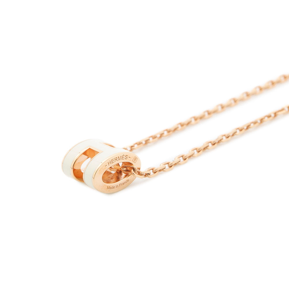 HERMES Pop Ash Necklace Size Mini White Metal Lacquer