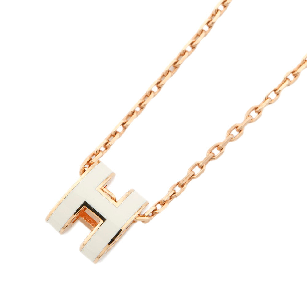 HERMES Pop Ash Necklace Size Mini White Metal Lacquer