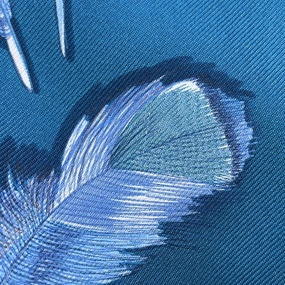 HERMES Carre Plumes II Feather Size 90 Brown/Blue Silk100%