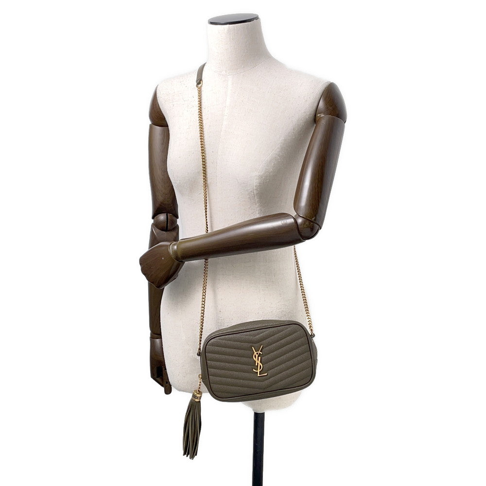 SAINT LAURENT PARIS Lou Tassel Chainshoulder Bag Khaki612579 Leather