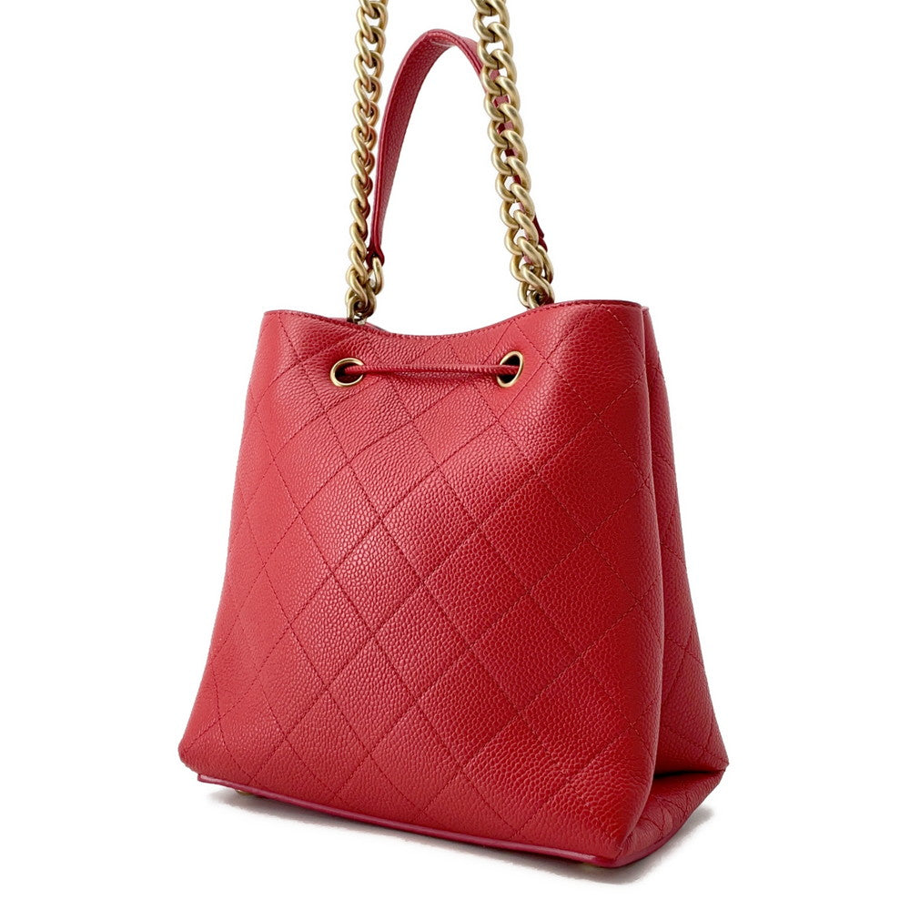 CHANEL Drawstring 2WayShoulder Bag RedAS0310 Caviar Leather