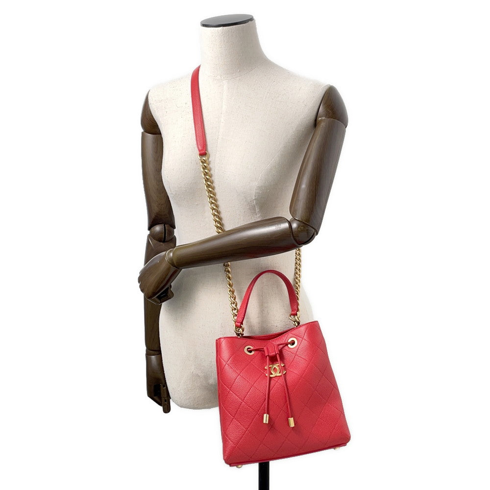CHANEL Drawstring 2WayShoulder Bag RedAS0310 Caviar Leather