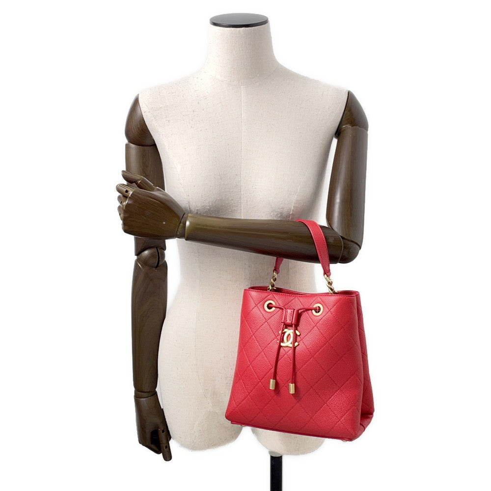 CHANEL Drawstring 2WayShoulder Bag RedAS0310 Caviar Leather