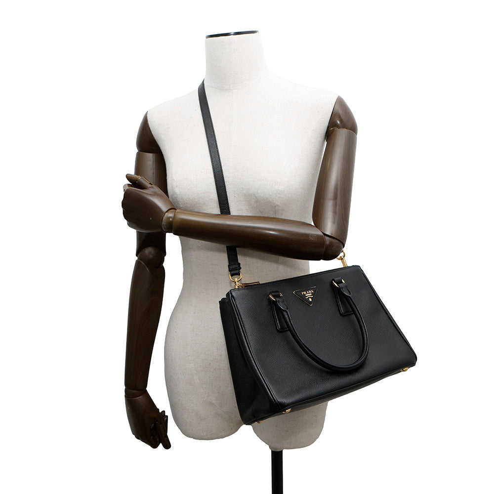 PRADA Galilea 2WAYBag Black1BA863 Leather Size Medium