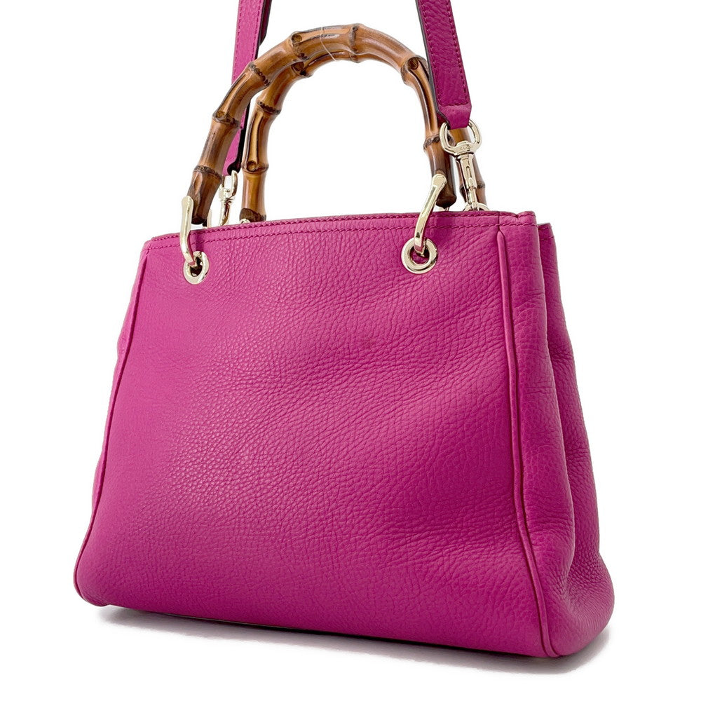 GUCCI Bamboo 2way tote Purple336032 Leather