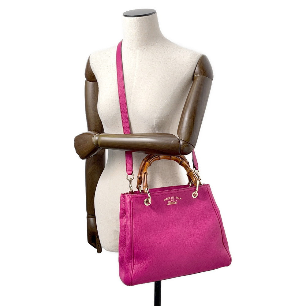 GUCCI Bamboo 2way tote Purple336032 Leather