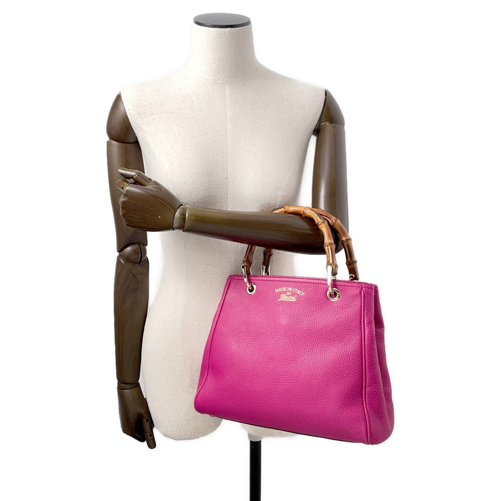 GUCCI Bamboo 2way tote Purple336032 Leather