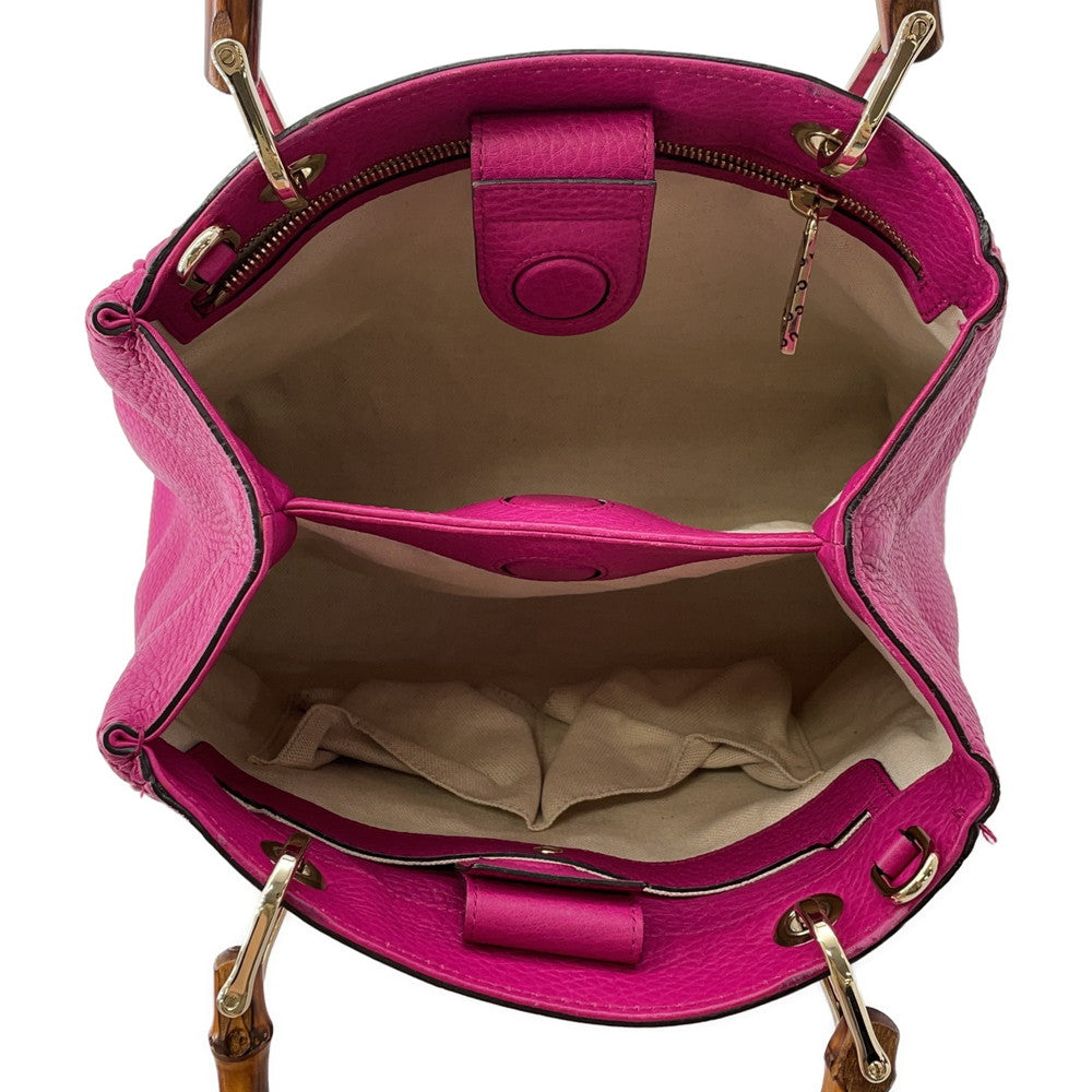 GUCCI Bamboo 2way tote Purple336032 Leather