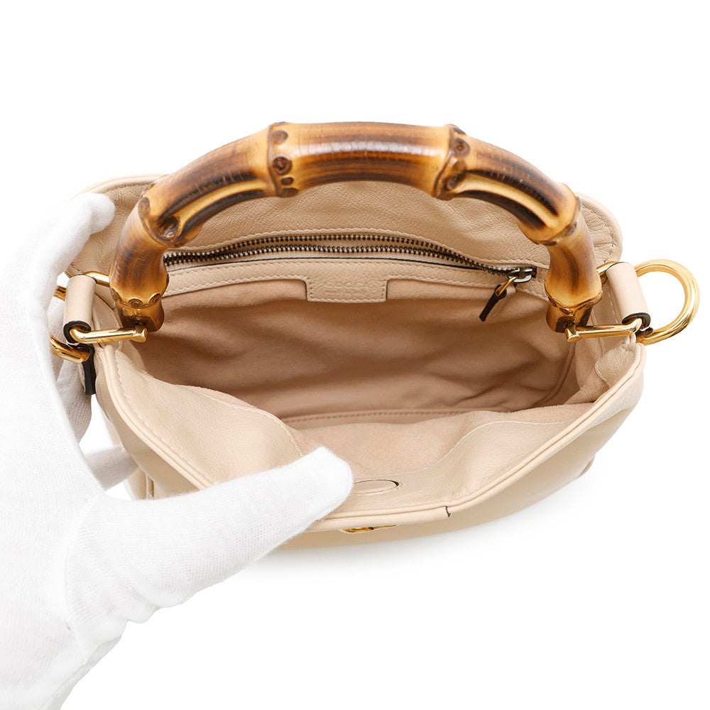 GUCCI Diana Bamboo 2way Shoulder Bag Beige746251 Leather Size Small