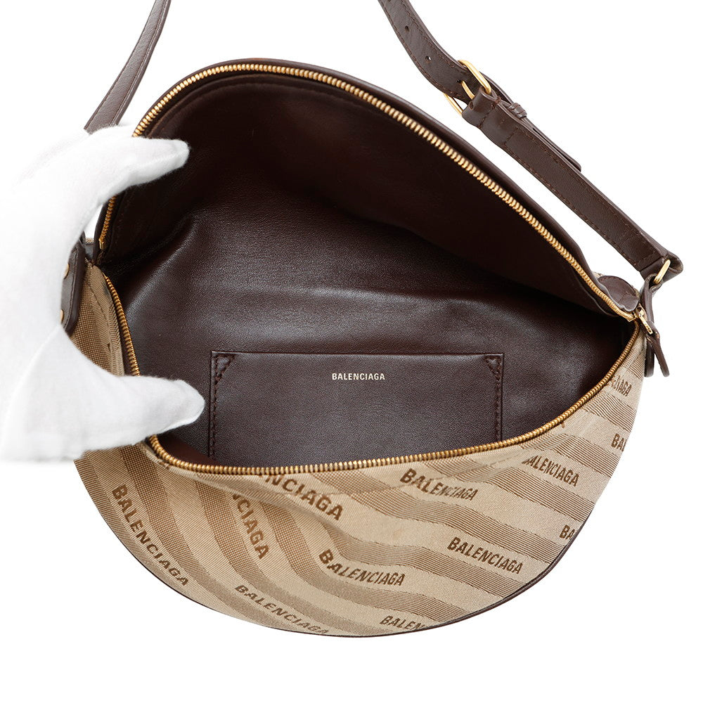 BALENCIAGA Souvenir Crossbody Bag Beige/Brown551550 Canvas Leather Size XS