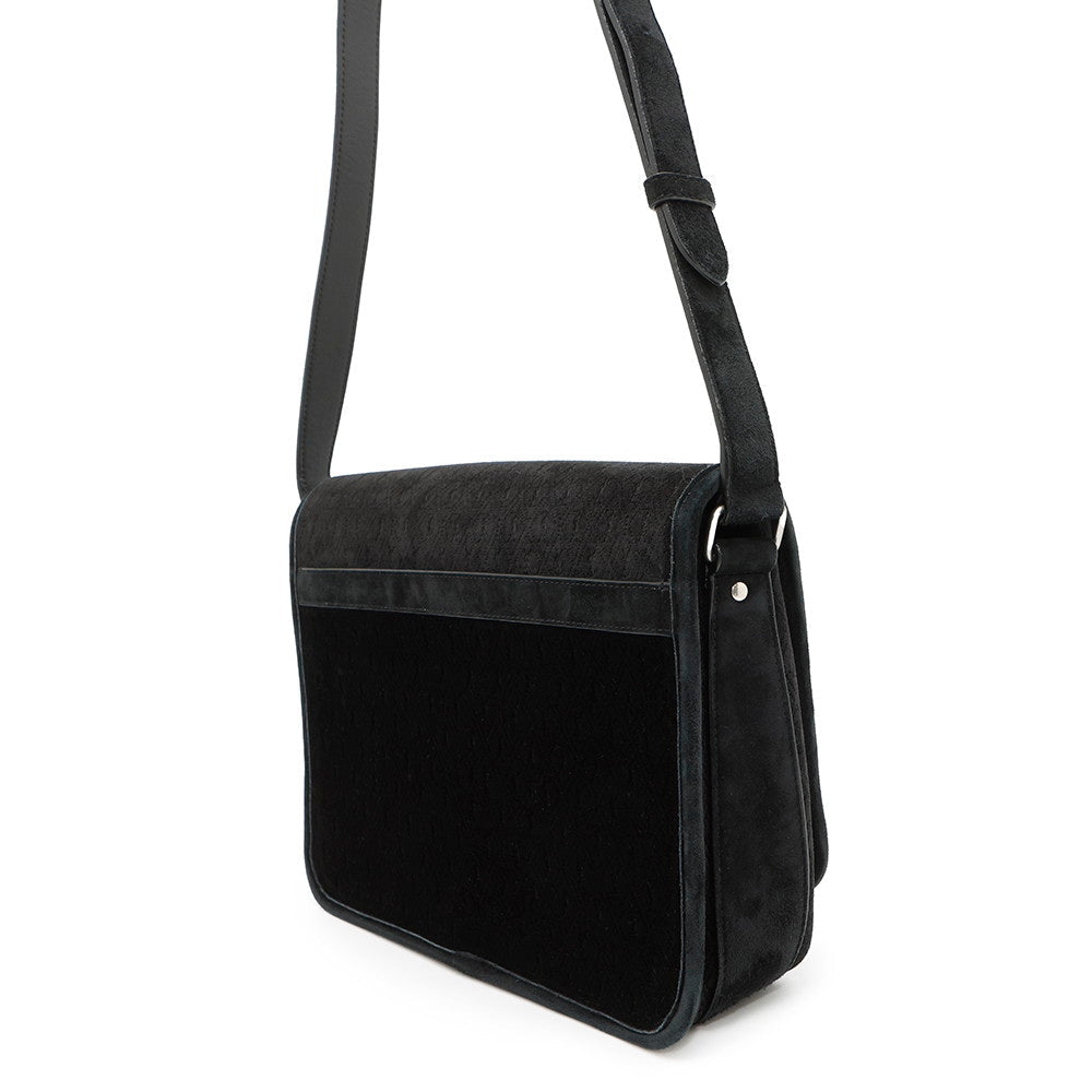 SAINT LAURENT PARIS logo messenger bag Black688253 Velvet Leather