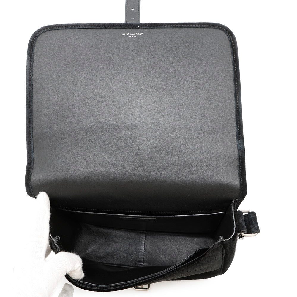 SAINT LAURENT PARIS logo messenger bag Black688253 Velvet Leather