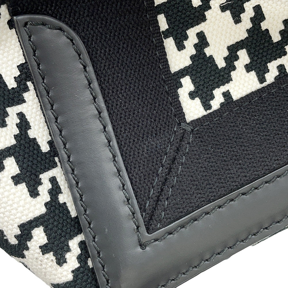 BALENCIAGA Navy Kabas White/Black339933 Canvas Leather Size S