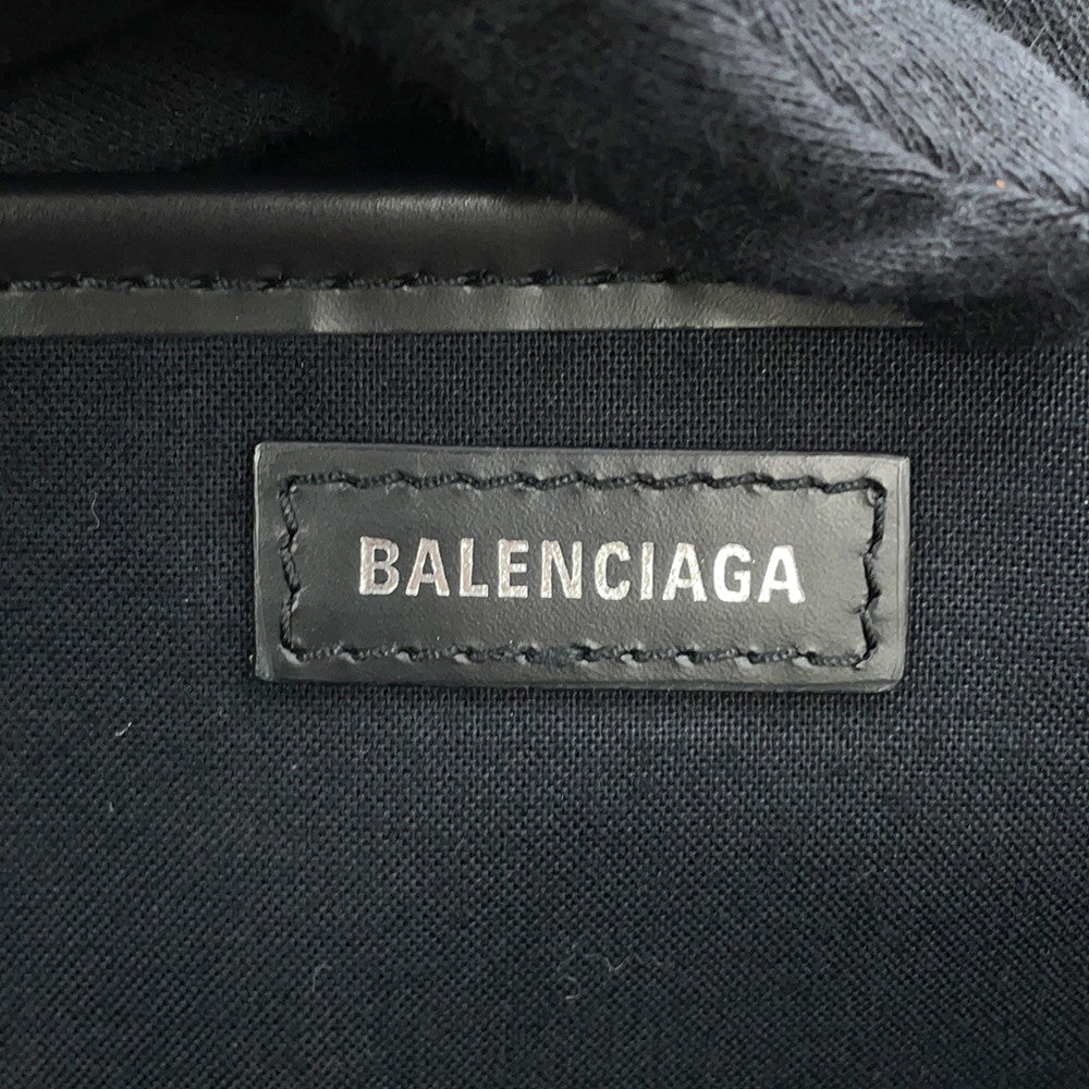 BALENCIAGA Navy Kabas White/Black339933 Canvas Leather Size S