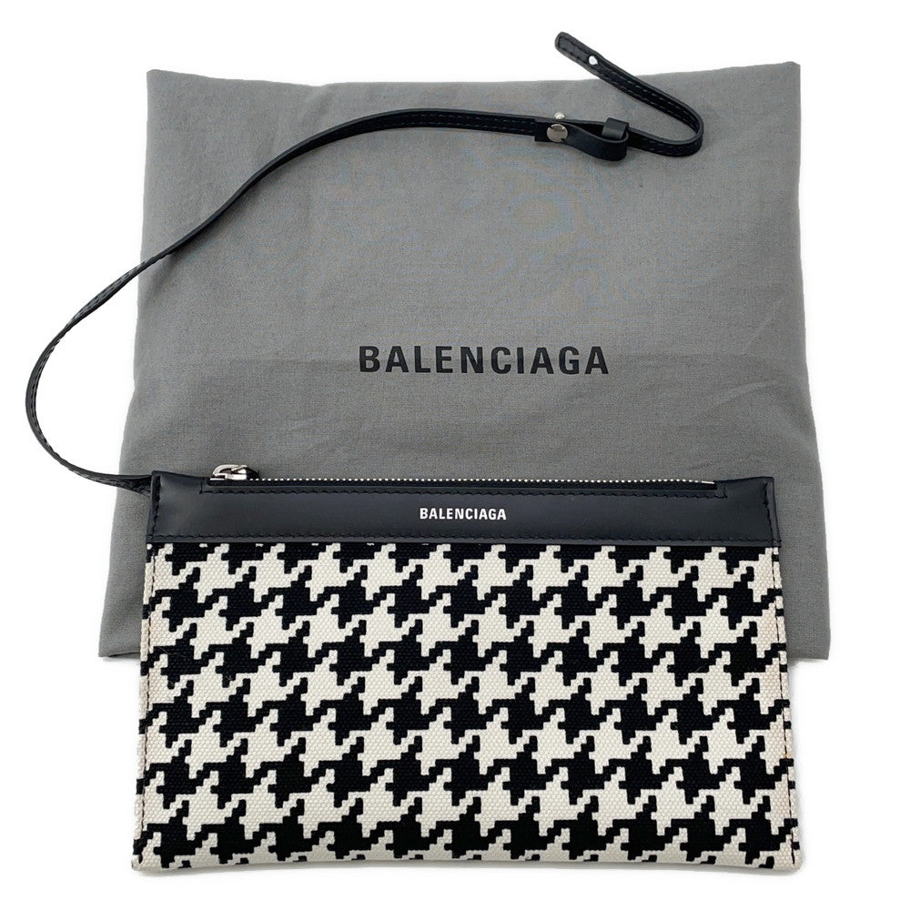 BALENCIAGA Navy Kabas White/Black339933 Canvas Leather Size S
