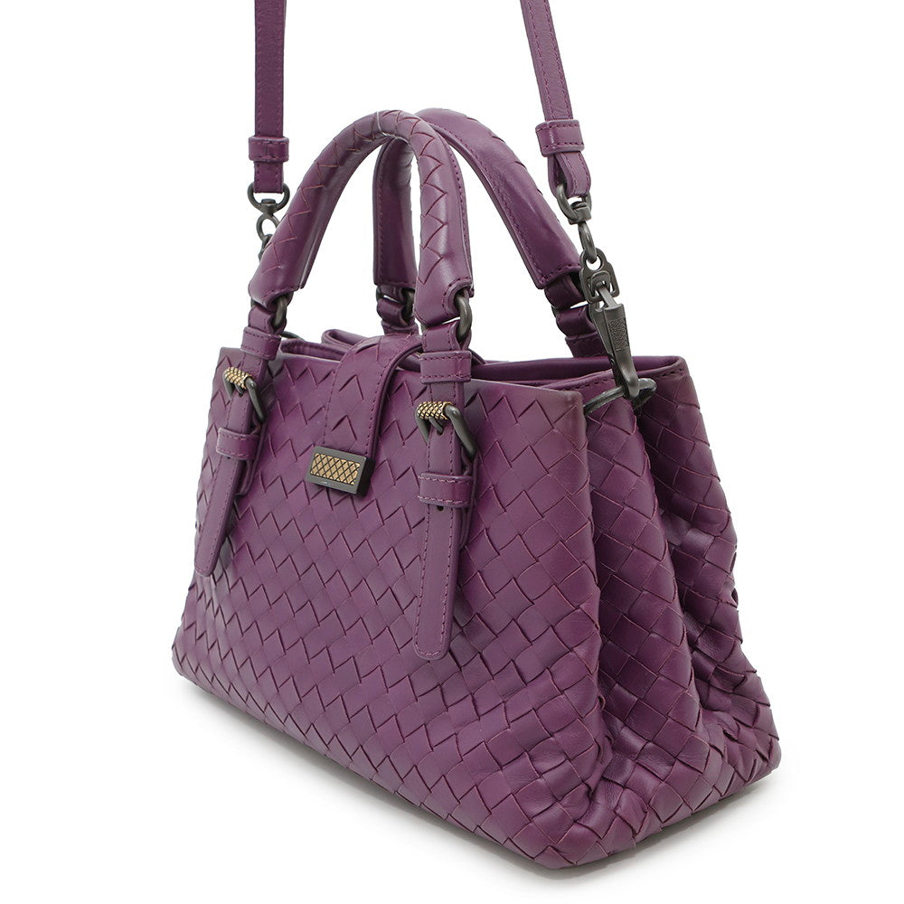 Bottega Veneta INTRECCIATO Roma Handbag Purple489509 INTRECCIATOLeather Size Small