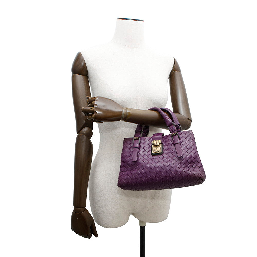 Bottega Veneta INTRECCIATO Roma Handbag Purple489509 INTRECCIATOLeather Size Small