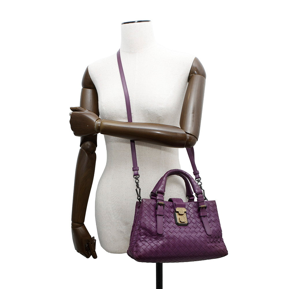 Bottega Veneta INTRECCIATO Roma Handbag Purple489509 INTRECCIATOLeather Size Small