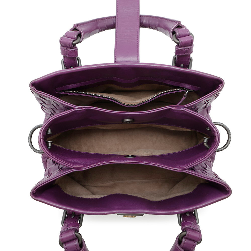 Bottega Veneta INTRECCIATO Roma Handbag Purple489509 INTRECCIATOLeather Size Small