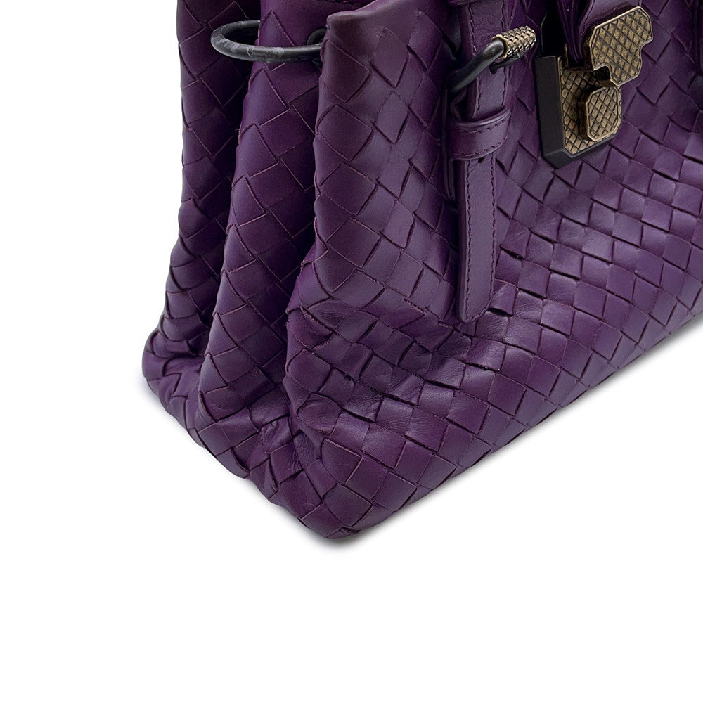 Bottega Veneta INTRECCIATO Roma Handbag Purple489509 INTRECCIATOLeather Size Small