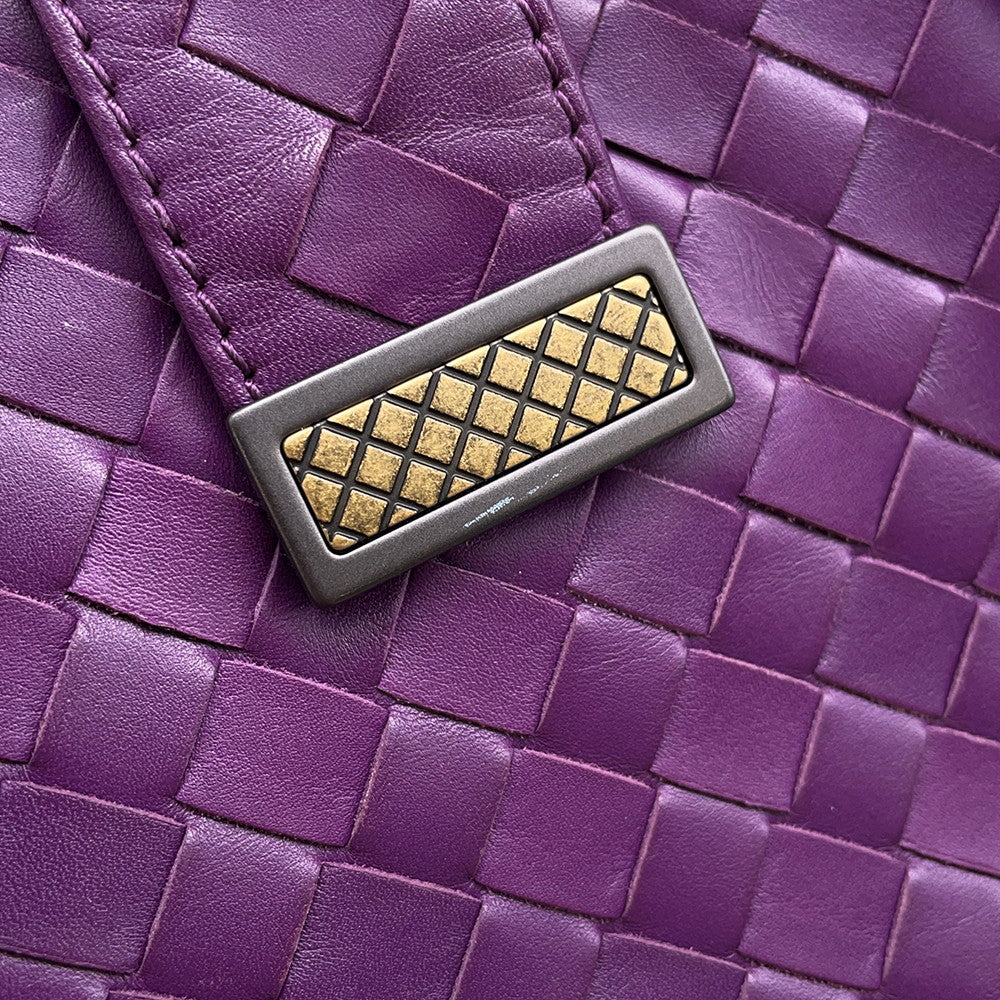Bottega Veneta INTRECCIATO Roma Handbag Purple489509 INTRECCIATOLeather Size Small