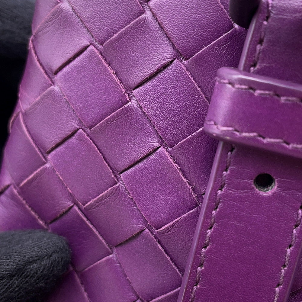 Bottega Veneta INTRECCIATO Roma Handbag Purple489509 INTRECCIATOLeather Size Small