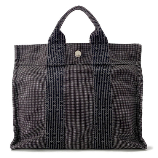 HERMES Her Line Tote Gray Nylon Canvas Size PM