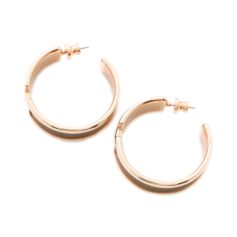 HERMES Earrings 《Olympe》 Size PM Etoupe Metal Epsom